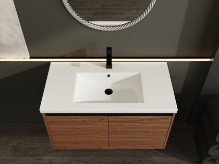 Bathroom Vanity Set With Resin Countertop Sink And 2 Doors, Engineered Wood
