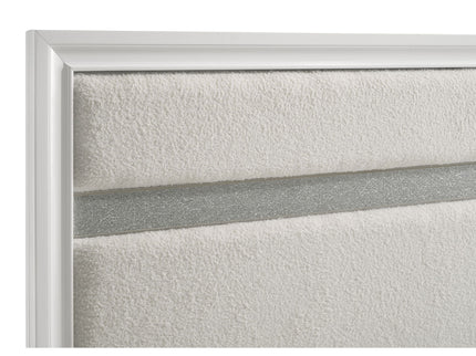 Panel Bed With Padded Headboard And Glittering Accent Stripes