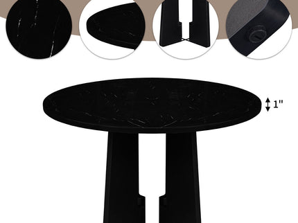 5 Piece Round Dining Table Set, Modern Table And 4 Upholstered Chairs For Dining Room