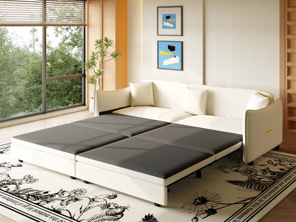 King Pull Out Sofa Bed, 3-In-1 Convertible Bed With 3 Pillows