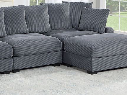 5 Piece Modular Sectional Set Couch With LAF & RAF Chairs, Living Room Furniture - Dark Gray