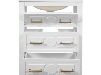 Bathroom Vanity With Sink, Free Standing Single Set, 3 Drawer Storage Cabinet