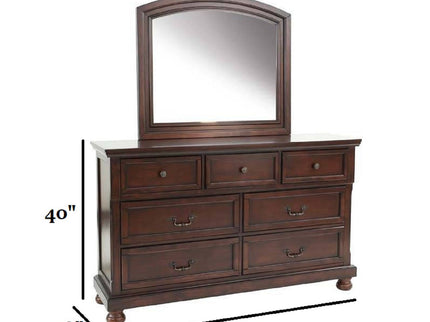 Dresser With 3 Small & 4 Large Drawers, Round Knobs, Bedroom Furniture - Cherry