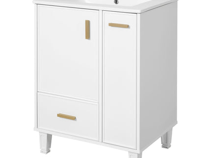 Bathroom Vanity With Sink, Deep Drawer, Door Shelf, 2 Tier Basket