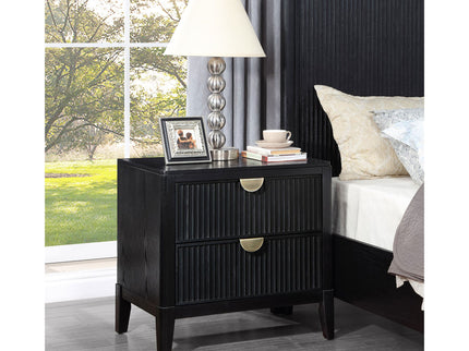 Mason - 2 Drawer Nightstand With Fluted Design - Black