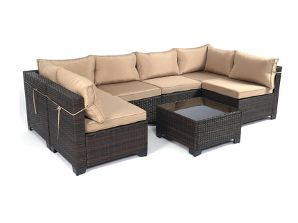 Cushion Covers For 7 Piece Wicker Sectional Sofa, 14 Pack Seat And Back Slipcovers With Zipper