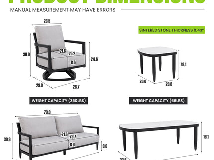 Outdoor Conversation Set With Chairs, Bench Sofa, Tables, Sunbrella Cushions
