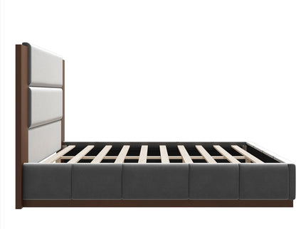Modern Upholstered Platform Bed With Extended Headboard