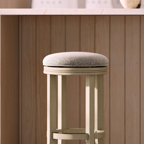 Backless Swivel Stool With Upholstered Seat