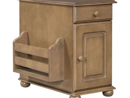Vintage Flip Top Side Table With USB Ports