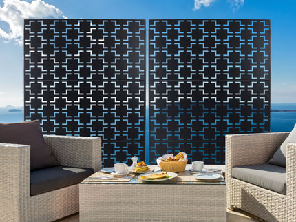 Outdoor / Indoor Privacy Screen Metal Privacy Screen, Freestanding Decorative Privacy Screen For Deck Balcony Patio - Black