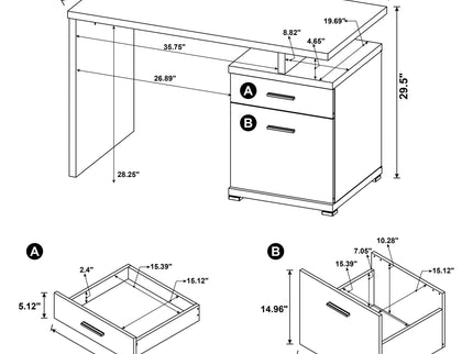 2 Drawer Reversible Office Desk With Modular Design
