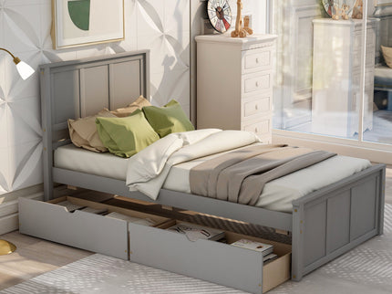 Platform Storage Bed With 2 Wheel Base Drawers