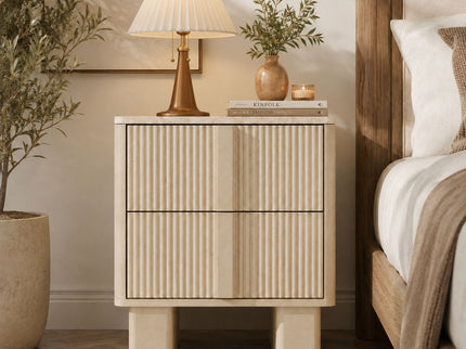 Nightstand With Charging Station And 2 Storage Drawers