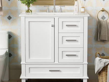 Bathroom Vanity, Modern Bathroom Cabinet With Sink Combo Set, Bathroom Storage Cabinet With A Soft Closing Door And 3 Drawers, Solid Wood Frame