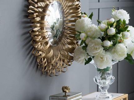 Sunburst Design Wall Mirror Decorative en For Entryway, Modern Living Room - Gold