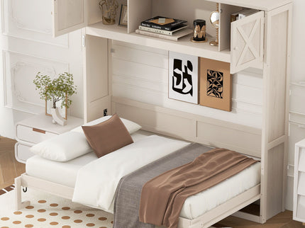 Rustic Casual Murphy Bed With Storage Cabinets