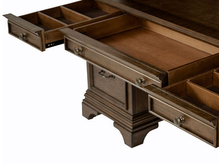Stigham - 5 Drawer Credenza Office Desk - Oak