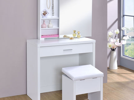 Walsh - Makeup Vanity Table With Mirror And Stool - White