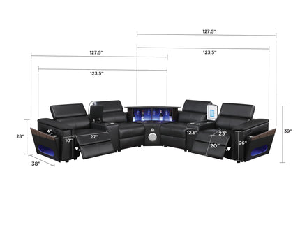 Nova - Sectional With Bluetooth Speaker, LED And Lifting Wine Cabinet