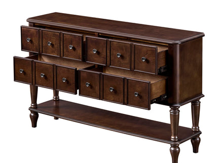 Console Table, Entryway Sofa Table With 4 Storage Drawers And Open Shelf - Espresso
