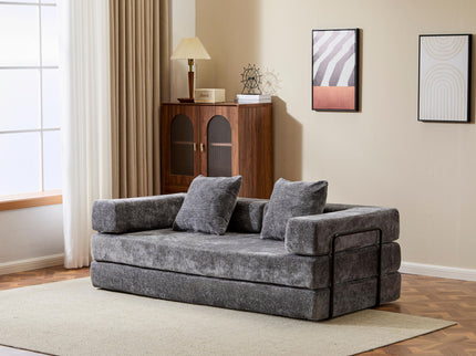 Convertible Floor Sofa Bed With Pillow Back Support Armrest