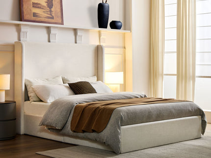 Carmen - California King Size Upholstered Wingback Bed - Ivory