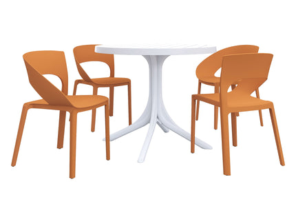 4 Piece Set Of Modern Designed Single Chairs With Round Table