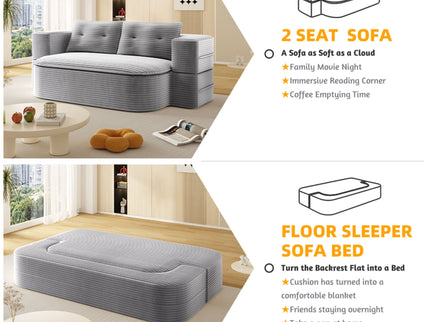 Convertible Floor Sofa Bed With Multi Functional Blanket