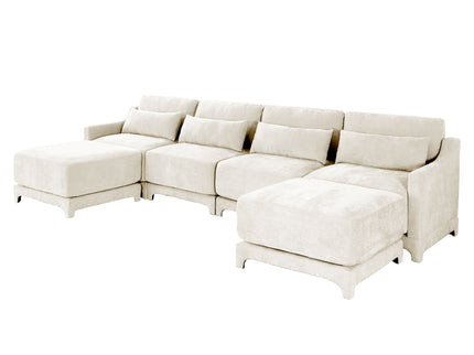 Stylish Sofa With Ottoman And Lumbar Pillows, Ergonomic Design