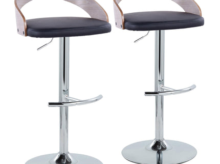 Grotto - Contemporary, Adjustable Barstool With Swivel With Rounded T Footrest (Set of 2)