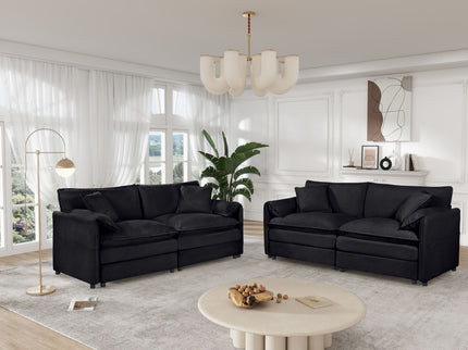 Modern Oversized Deep Seat Luxury 2 Piece Sofa Set With 4 Pillows