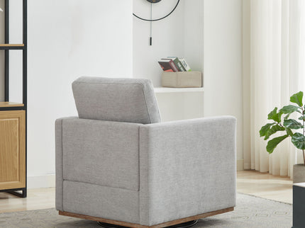 Modern Square Upholstered Swivel Accent Chair With Metal Base