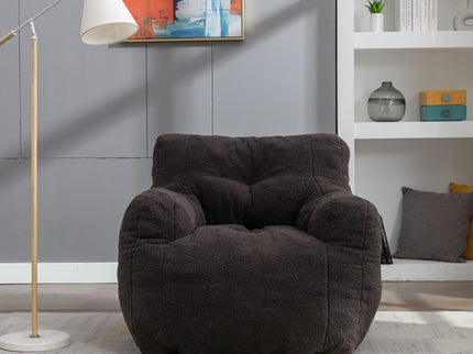 Soft Teddy Fabric Tufted Foam Bean Bag Chair With Teddy Fabric