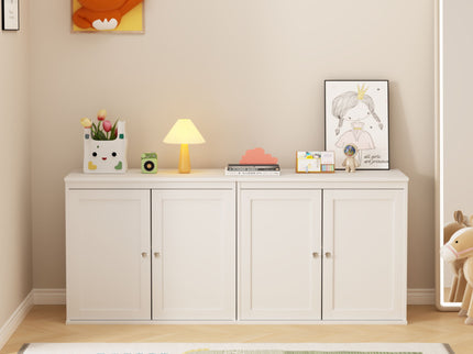 Kitchen Storage Cabinet With Double Doors, Adjustable Shelves, Sideboard Buffet For Dining Room - White