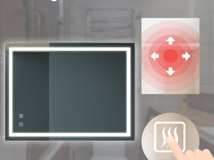 Bathroom Vanity Rectangle Mirror With Front Lighting, Anti Fog, Dimmable, Smart Memory Function