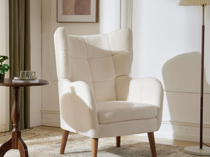 Accent Chair With Birch Wood Legs - White