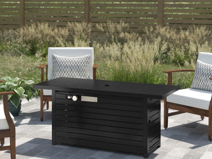 Outdoor Fire Pit Table & Lid - Black