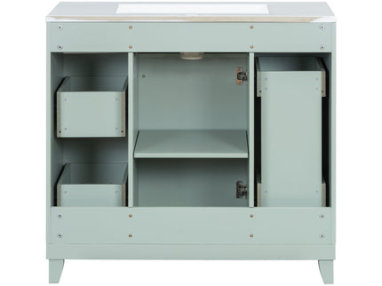 Bathroom Vanity With Ceramic Sink, Soft Close Doors, Adjustable Shelves