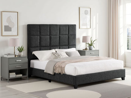 Squares Upholstered Headboard Platform Bed