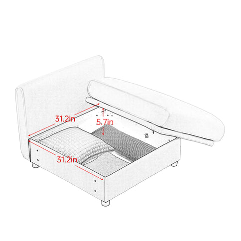 Contemporary Elegant Sofa With Storage And Ottoman