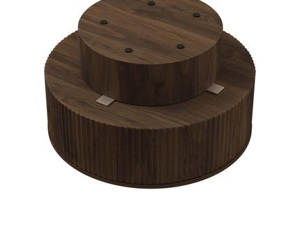 Modern Circular Coffee Table With Stripe Design And Storage Space