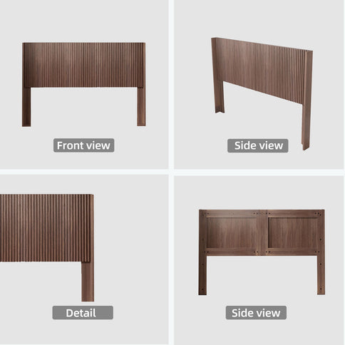 Queen Headboard Only, Fluted Panel Design - Walnut
