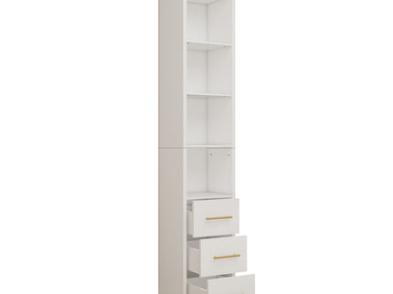 Rectangular Side Storage Cabinet With 3 Drawers For Bedroom - White