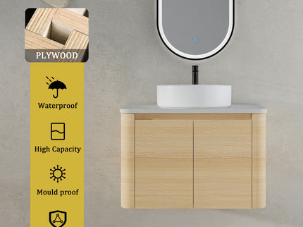 Mounted Bathroom Vanity With Art Sink & 2 Soft Close Doors
