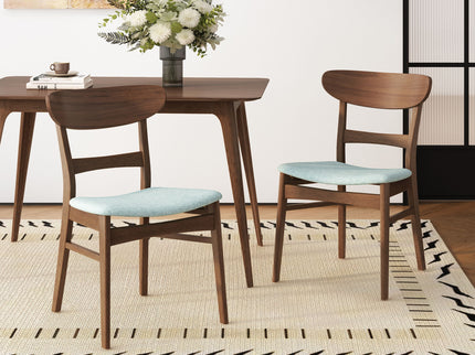 Mid Century Dining Chairs With Cushioned Seats And Wood Frame (Set of 2)