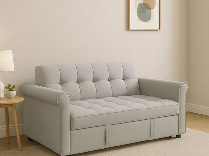 Compact Loveseat With Trundle Sleeper And Storage Pocket - Gray