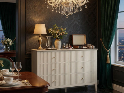 Modern 6 Drawer Fluted Dresser