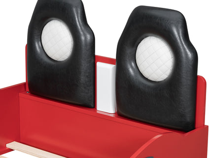 Race Car Shaped Platform Bed With LED And Upholstered Backrest In