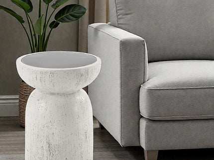 Dylana - Natural Fiber Concrete Accent Table - Gray